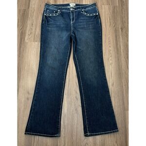 Earl Jean 14 Bootcut Dark Wash Rhinestones Embroidery Y2K Western Rodeo Festival